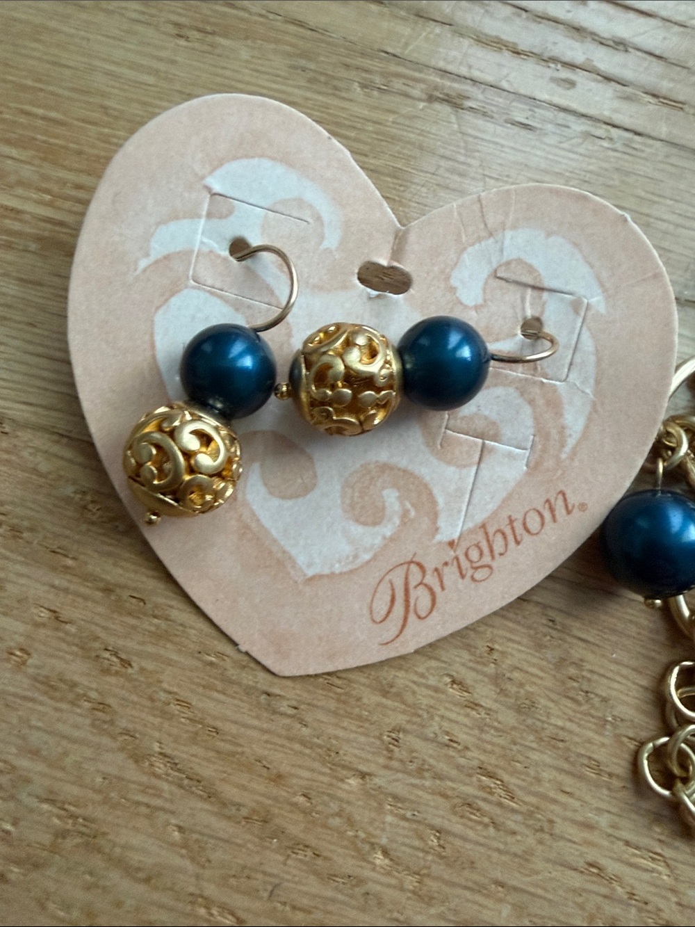 Brighton Teal and Gold Dangle Charm Bracelet with Matching Earrings - Picture 2 of 3